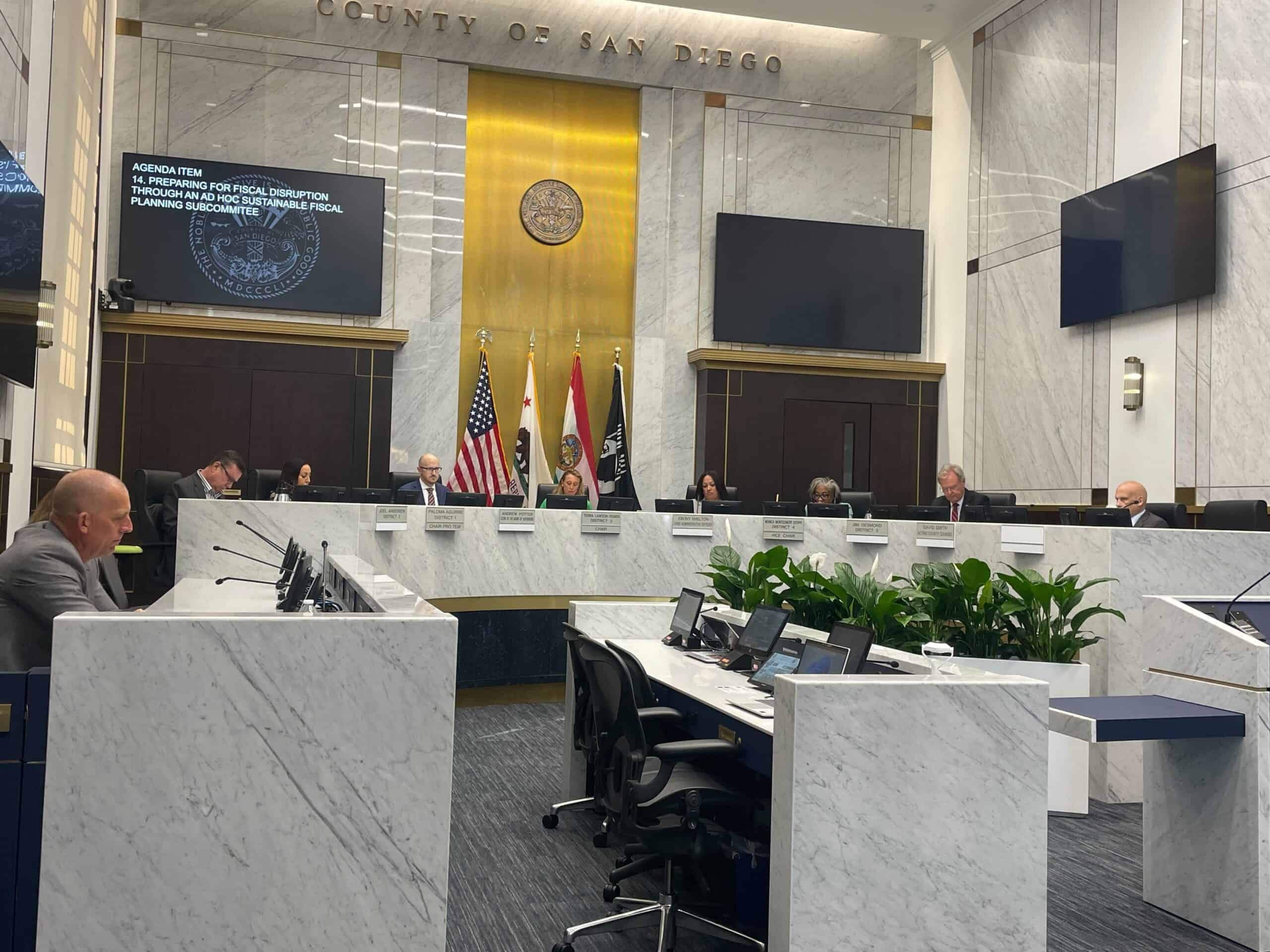 The San Diego County Board of Supervisors meets in October 2025.